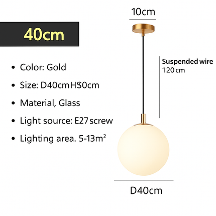 Suspension globe en verre blanc lumineux — LZ4X9M