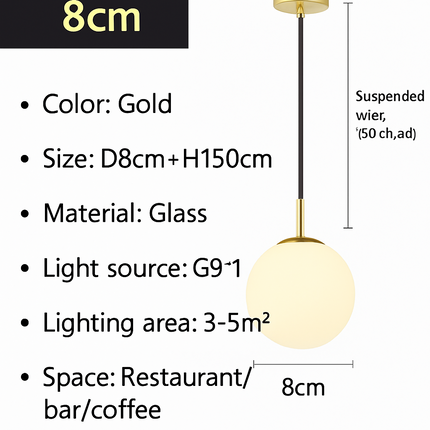 Suspension globe en verre blanc lumineux — LZ4X9M