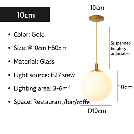 Suspension globe en verre blanc lumineux — LZ4X9M