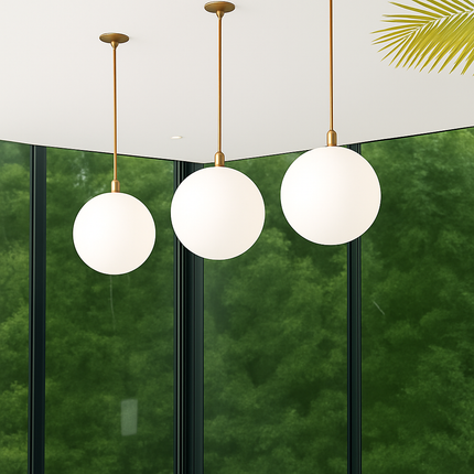 Suspension globe en verre blanc lumineux — LZ4X9M