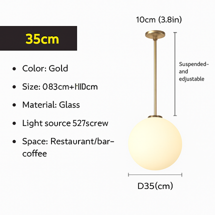 Suspension globe en verre blanc lumineux — LZ4X9M