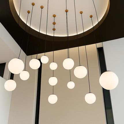 Suspension globe en verre blanc lumineux — LZ4X9M