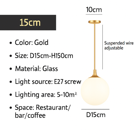Suspension globe en verre blanc lumineux — LZ4X9M