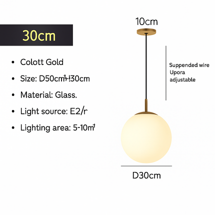 Suspension globe en verre blanc lumineux — LZ4X9M