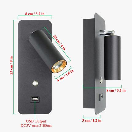 Applique murale LED 7W avec charge USB pour intérieur moderne — LZ4X9P2