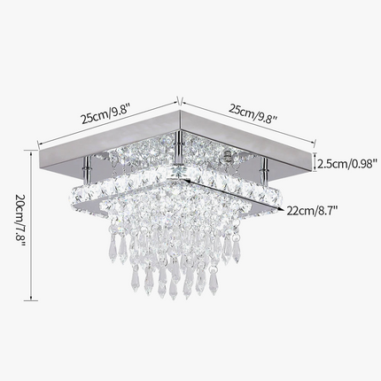 Plafonnier LED en cristal et acier inoxydable