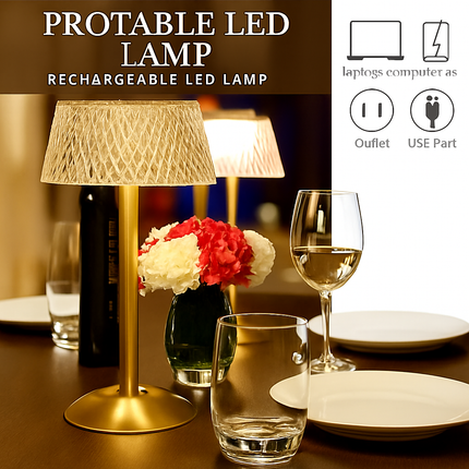 Lampe de table LED rétro en cristal diamant USB rechargeable avec veilleuse — LZ4X9P2