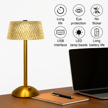 Lampe de table LED rétro en cristal diamant USB rechargeable avec veilleuse — LZ4X9P2