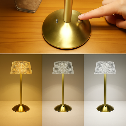 Lampe de table LED rétro en cristal diamant USB rechargeable avec veilleuse — LZ4X9P2