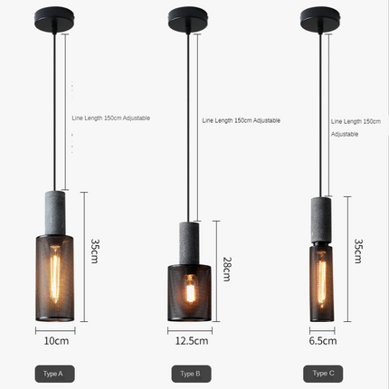 Suspension en ciment avec abat-jour en fer forgé style loft industriel — LZ4X9P2