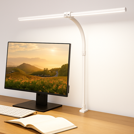 Lampe de bureau LED double tête 24W avec 5 modes couleur et intensité variable — LZ4X9P