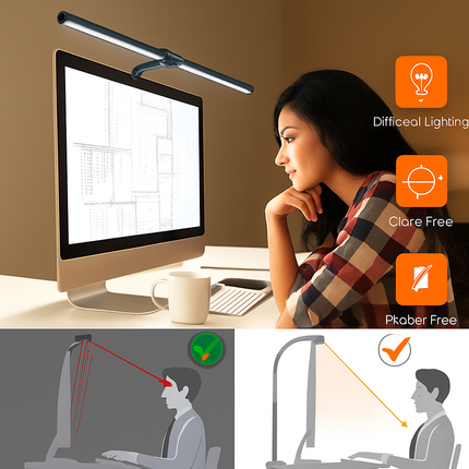 Lampe de bureau LED double tête 24W avec 5 modes couleur et intensité variable — LZ4X9P