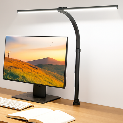 Lampe de bureau LED double tête 24W avec 5 modes couleur et intensité variable — LZ4X9P