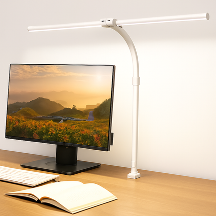 Lampe de bureau LED double tête 24W avec 5 modes couleur et intensité variable — LZ4X9P