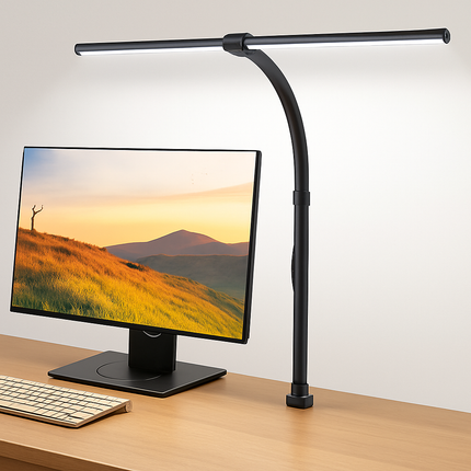 Lampe de bureau LED double tête 24W avec 5 modes couleur et intensité variable — LZ4X9P