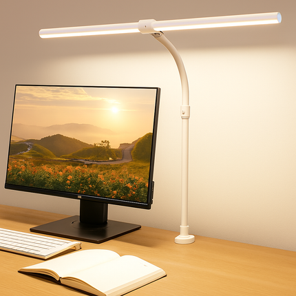 Lampe de bureau LED double tête 24W avec 5 modes couleur et intensité variable — LZ4X9P