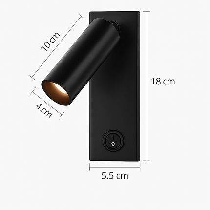 Applique murale LED 3W noire et blanche avec interrupteur et port USB pour chevet — LZ7XQ2