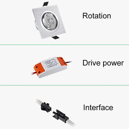 Spot LED carré encastré dimmable 3W 5W 7W pour plafond intérieur 110V-220V — LZ4X9B