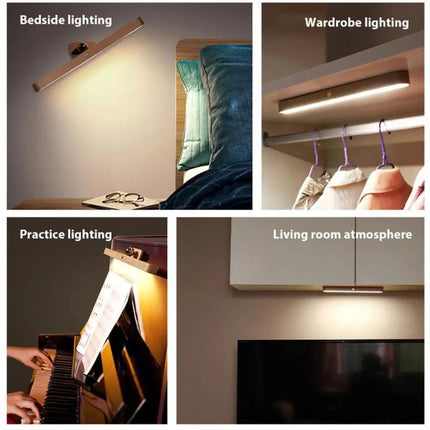 Applique murale LED magnétique en bois avec miroir et lumière de remplissage rechargeable — LZ4X9P