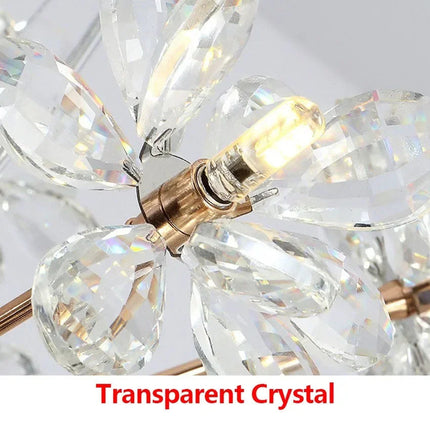 LED moderne luxe lustre en cristal pissenlit boule ronde pour salle à manger salon