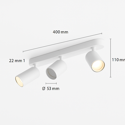 Plafonnier LED spot monté surface 2 ou 3 têtes COB — LZ4X9P