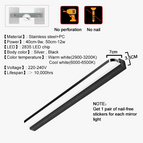 Argent / Blanc chaud (2700-3500K) / 50cm-12W