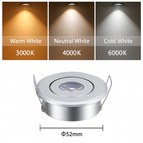 Corps argenté / Blanc chaud 3000K / 3W non dimmable