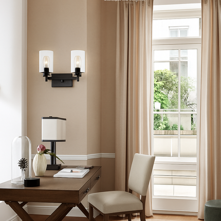 Applique murale en métal noir mat et verre pour salle de bains — LZ4X9P