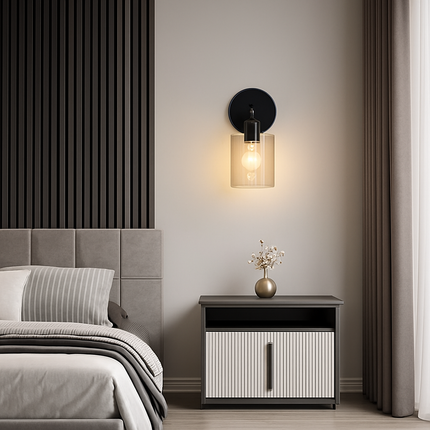 Applique murale en métal noir mat et verre pour salle de bains — LZ4X9P