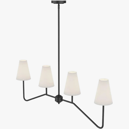Lustre classique or poli avec abat-jour en lin blanc pour chambre — LZ4X9T2