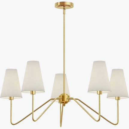 Lustre classique or poli avec abat-jour en lin blanc pour chambre — LZ4X9T2