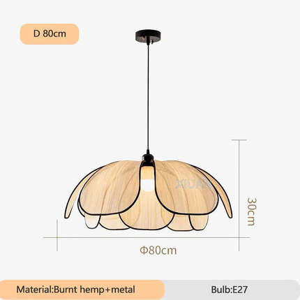 Lustre LED fait main en abaca style rétro français — LZ4G7XQ
