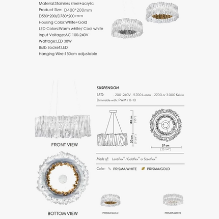 Lustre acrylique LED design italien pour hôtel et restaurant — LZ4P9XQ