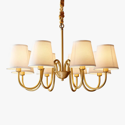 Lustre suspension américain rétro en cuivre avec LED et tissu — LZ4X9P2