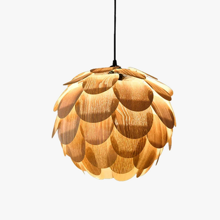 Lustre suspension ananas en placage de bois pour hôtels et restaurants — LZ4X9T