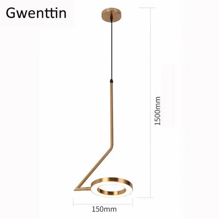 Lustre suspension moderne en anneau lune pour décoration intérieure — LZ4Q7M2
