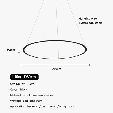 Lustre minimaliste à anneaux circulaires dimmable — LZ4XJ9