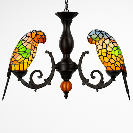 Lustre Art Déco style Tiffany motif perroquet pour éclairage élégant — LZ4P9XQ