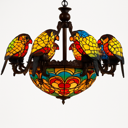 Lustre Art Déco style Tiffany motif perroquet pour éclairage élégant — LZ4P9XQ