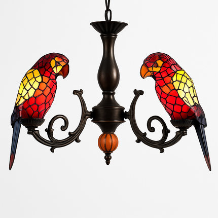 Lustre Art Déco style Tiffany motif perroquet pour éclairage élégant — LZ4P9XQ