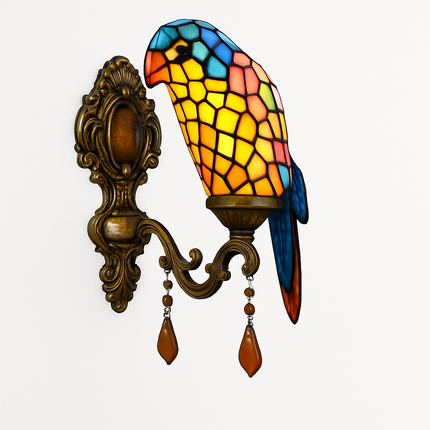 Lustre Art Déco style Tiffany motif perroquet pour éclairage élégant — LZ4P9XQ