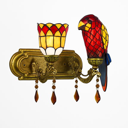 Lustre Art Déco style Tiffany motif perroquet pour éclairage élégant — LZ4P9XQ