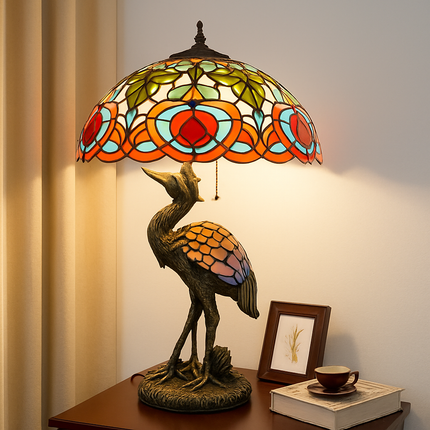 Lustre Art Déco style Tiffany motif perroquet pour éclairage élégant — LZ4P9XQ