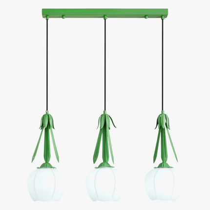 Lustre Art déco en verre avec suspension et abat-jour floral — LZ4X9P
