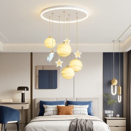 Lustre astronautes lumineux pour chambre d’enfant au design moderne — LZ4X9T2