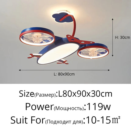 lustre avion dessin animé led pour enfants créatif