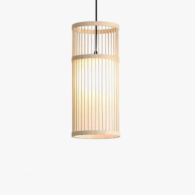 Lustre suspension en bambou tissé main et rotin osier — LZ4Q9T1