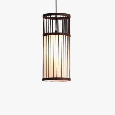 Lustre suspension en bambou tissé main et rotin osier — LZ4Q9T1