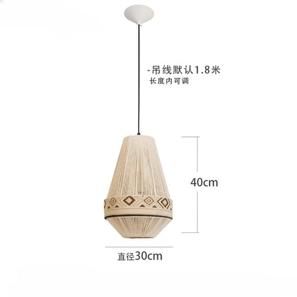 Lustre bohème en tissu tissé avec corde coton et lin — LZ4X9P2