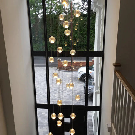 lustre boule de cristal nordique duplex villa salon restaurant